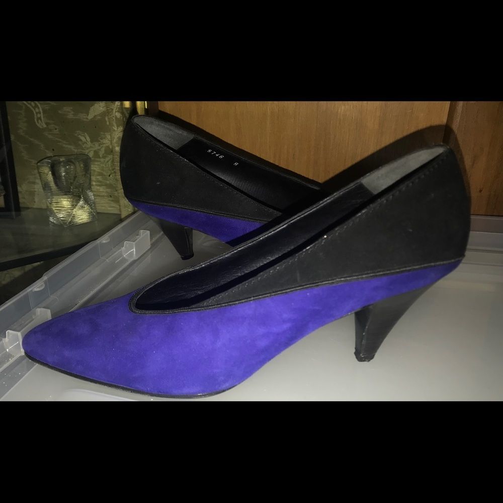 Susan Bennis Shoes Purple Black 8B fit 7B Original Owner - Picture 3 of 9